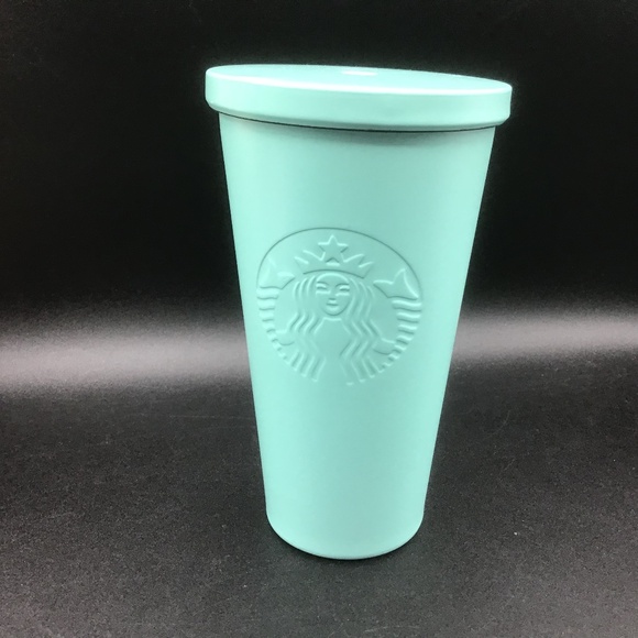 Starbucks Tumbler Lid Cold Cup Turquoise, Aqua Tiffany Blue Mermaid Grande 16 oz - Picture 1 of 12